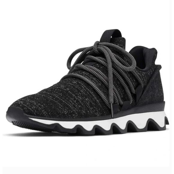 SOREL Kinetic Lace Sneakers Trainers Black Gray Wool Sz 8 - Picture 1 of 7